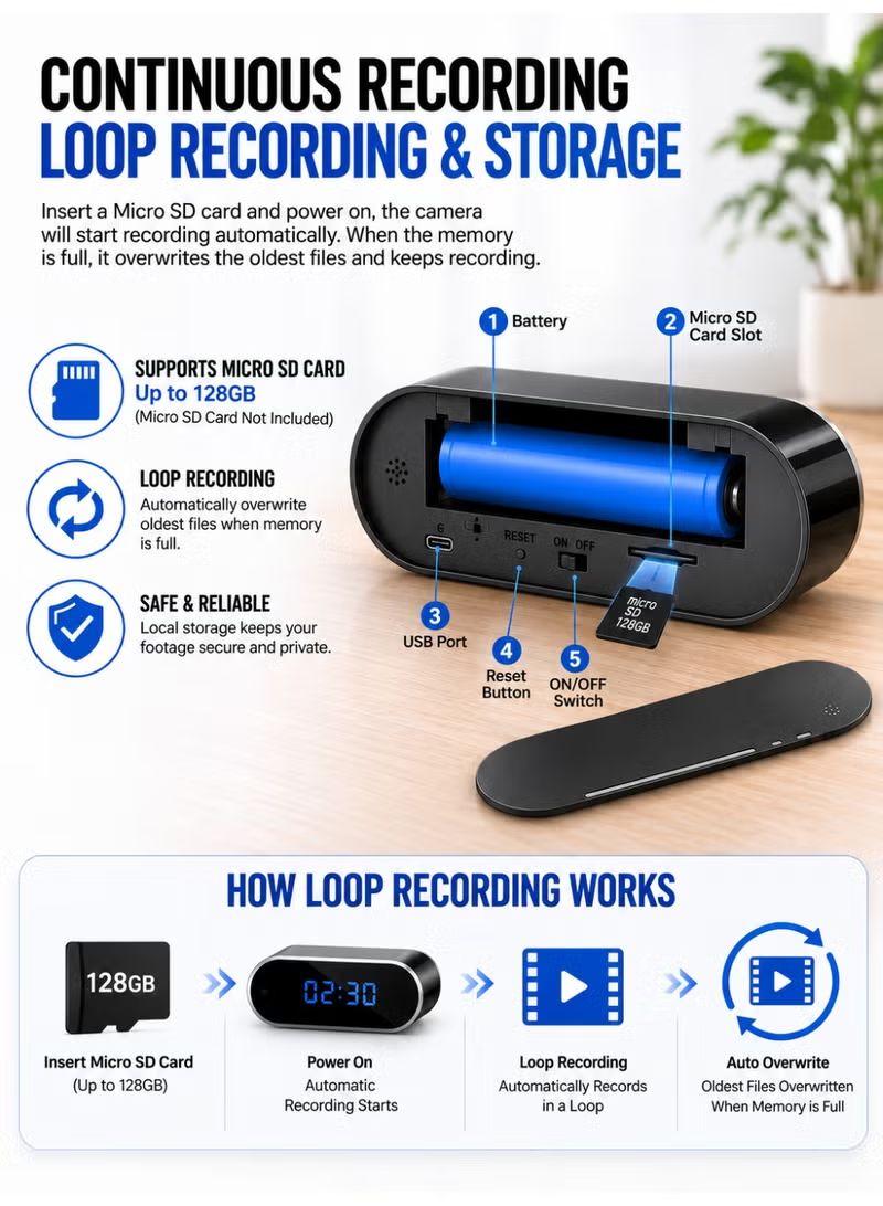 Smart Clock Wi-Fi Camera 1080P