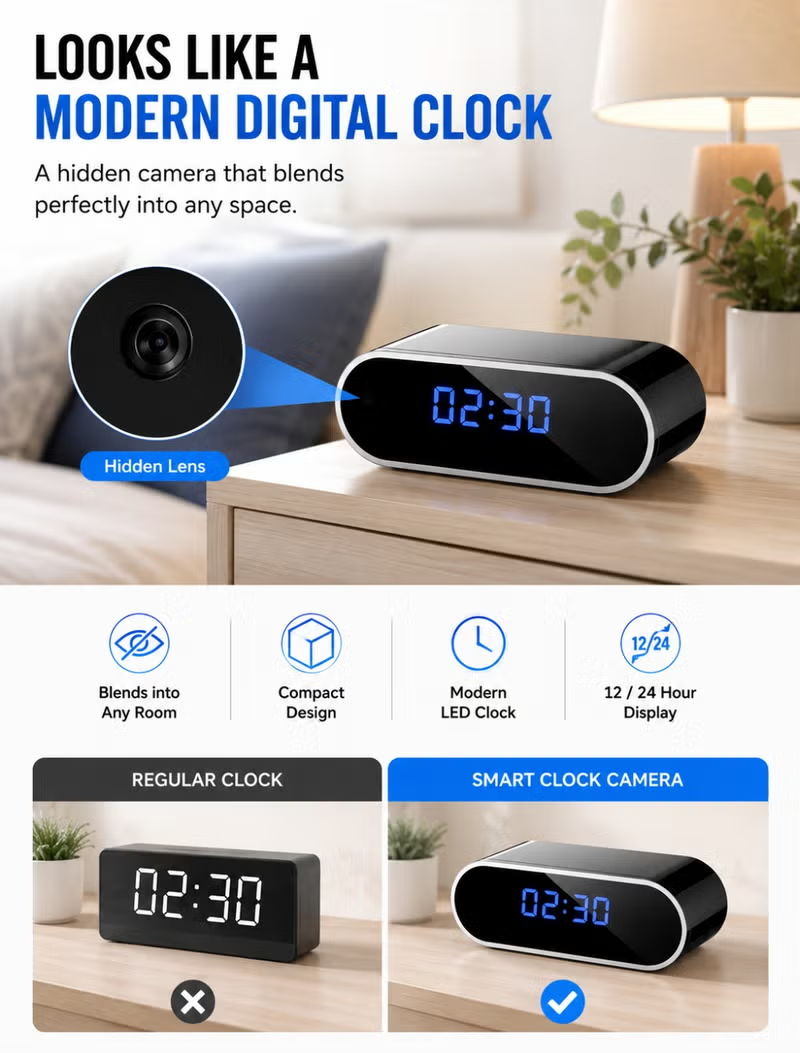 Smart Clock Wi-Fi Camera 1080P