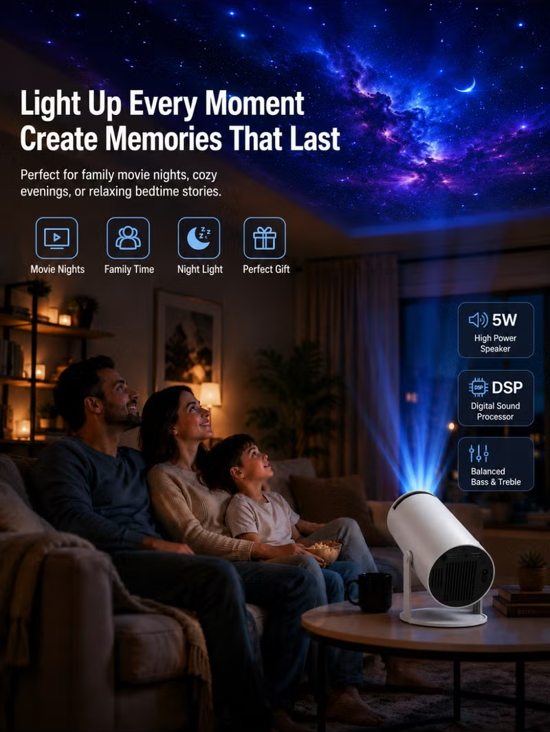 Smart Mini Projector with Android 11 and 4K Support
