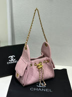 Quilted Drawstring Chain Tote