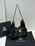 Quilted Drawstring Chain Tote